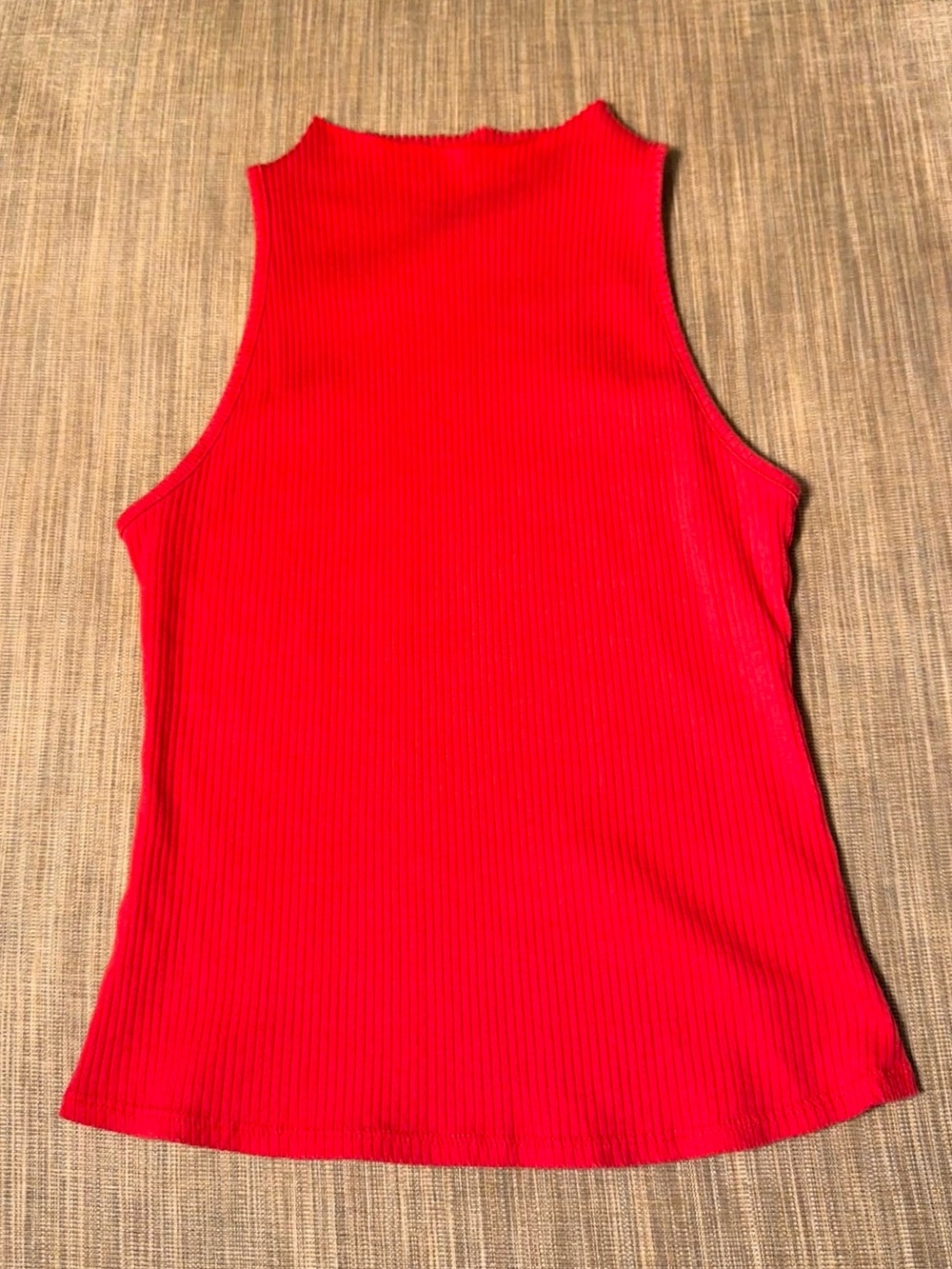 Maeve by Anthropologie Coral Ribbed Mock Neck Tank